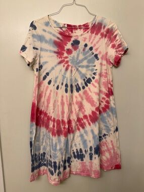 Tie-Dye Tee Dress in Pink and Blue